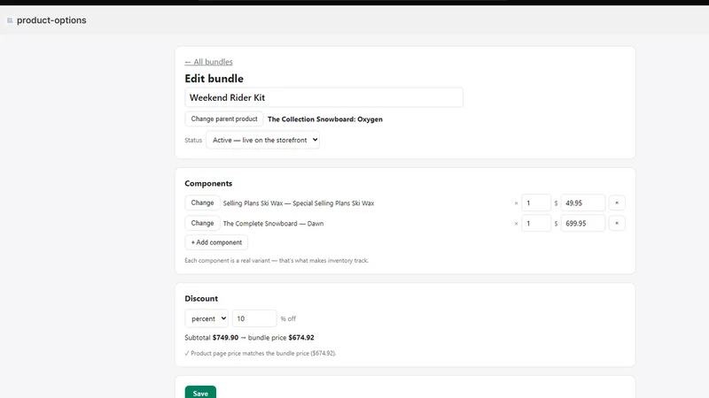Truestock Options & Bundles