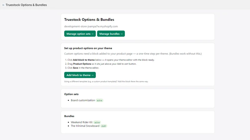 Truestock Options & Bundles