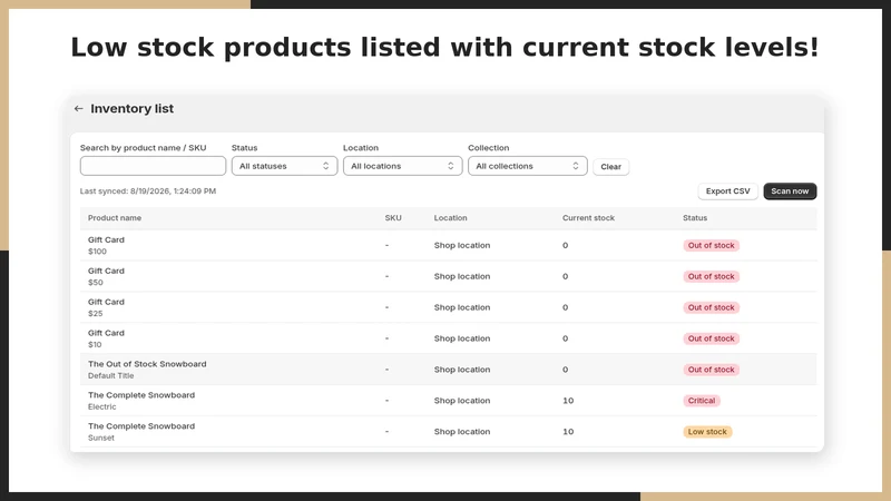 UR: Low Stock Alert＆Inventory