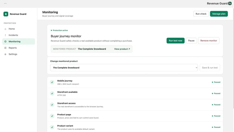 Revenue Guard Checkout Monitor