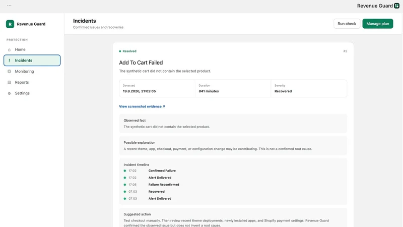 Revenue Guard Checkout Monitor