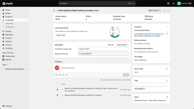 CertDesk — Resale Certificates