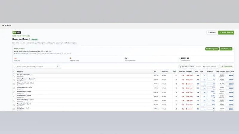POGrid Purchase Orders