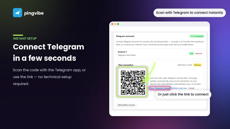 PingVibe ‑ Telegram Alerts