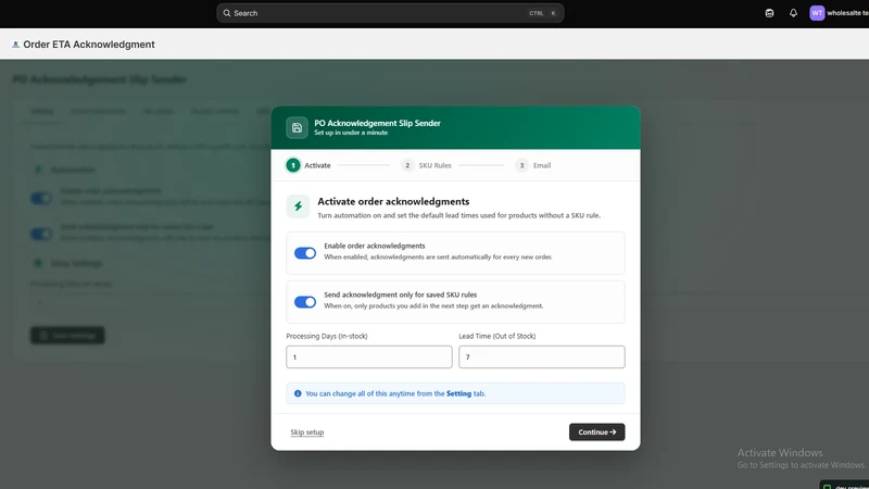 TrueETA Ship‑Date Confirmation