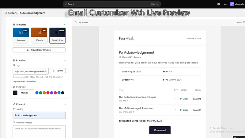 TrueETA Ship‑Date Confirmation