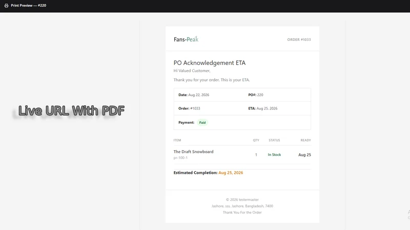 TrueETA Ship‑Date Confirmation