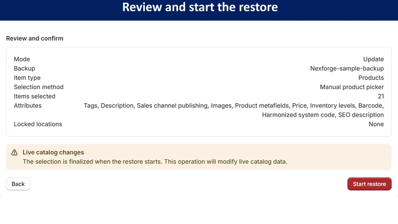 Nexforge: Granular Restore