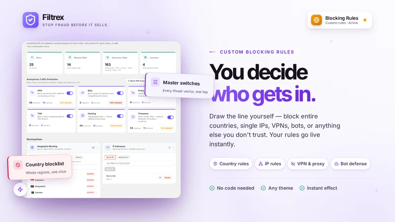 Filtrex — Fraud & Spam Blocker