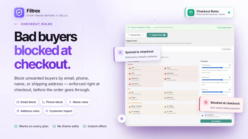 Filtrex — Fraud & Spam Blocker