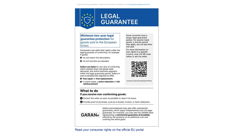 Garanti EU Guarantee Notice