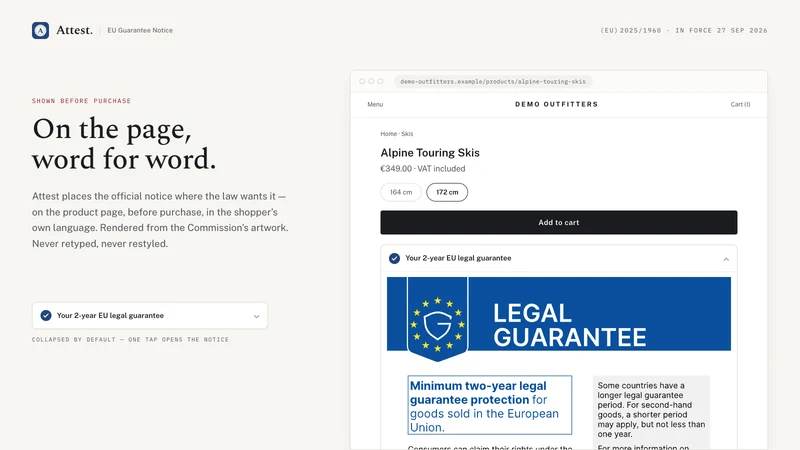 EU Guarantee Notice by Attest
