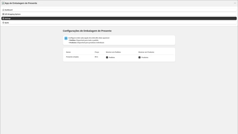 App de Embalagem para Presente