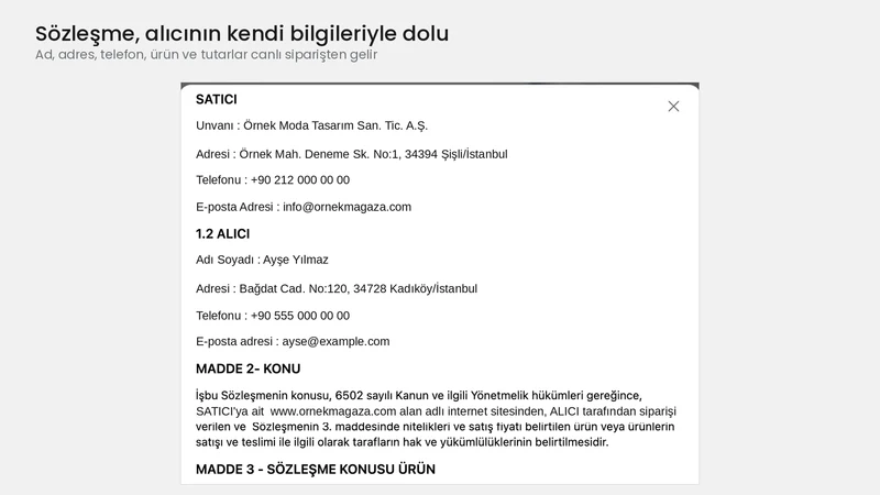 Sözleş: Mesafeli Satış