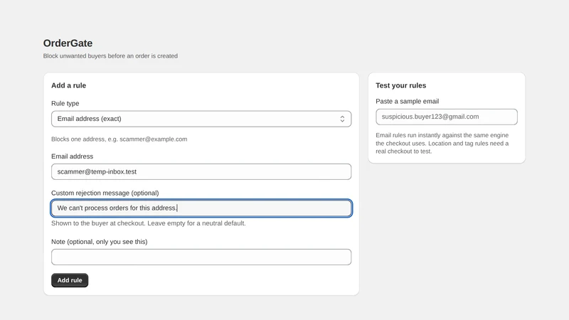 OrderGate ‑ Fraud Blocker