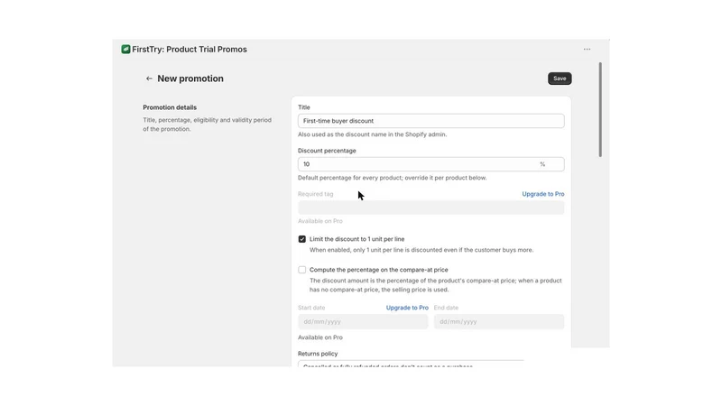 FirstTry: Product Trial Promos