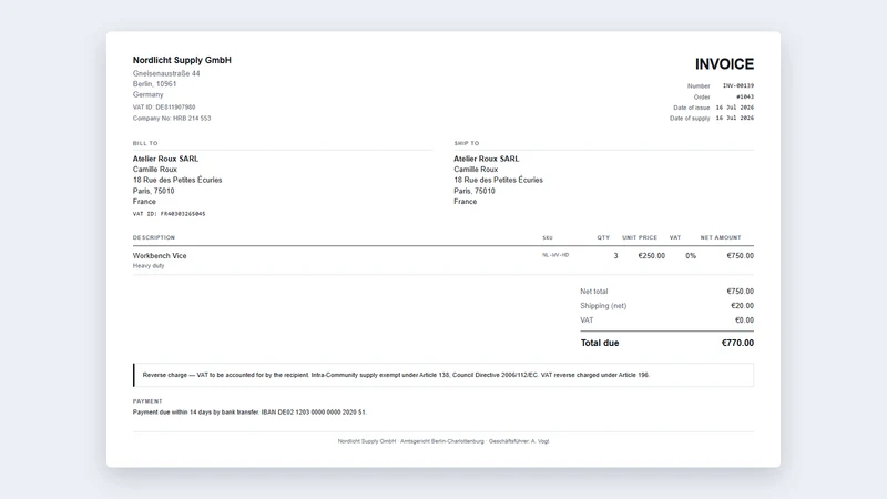 Bindery VAT Invoices