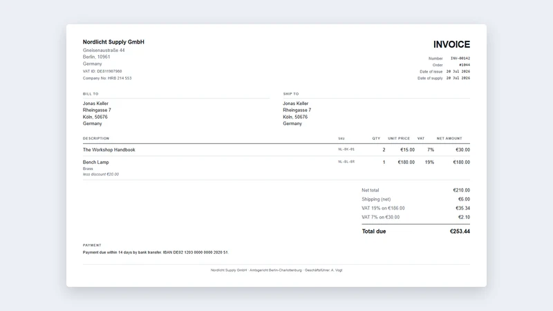 Bindery VAT Invoices