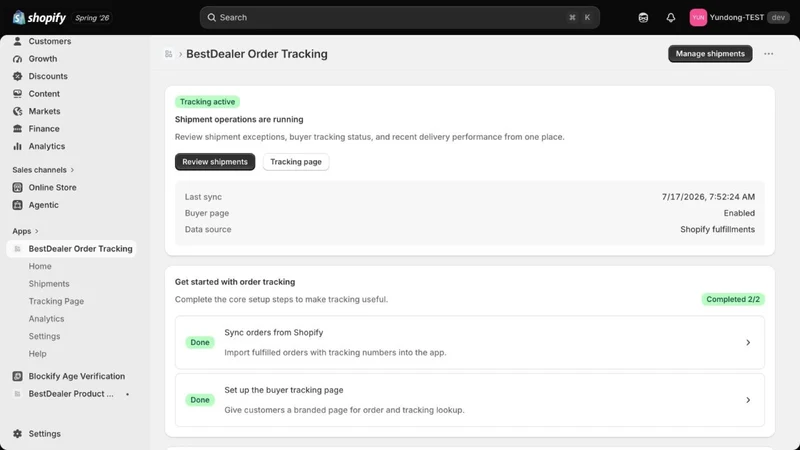BestDealer Order Tracking