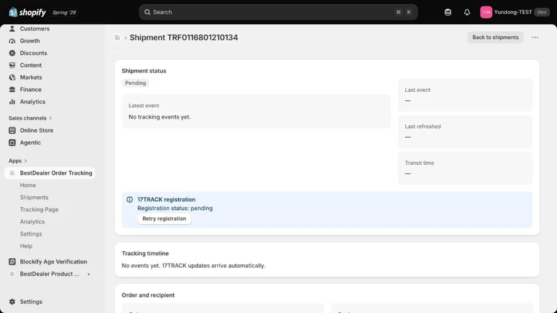 BestDealer Order Tracking