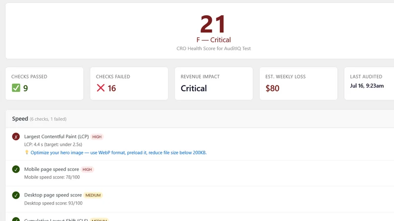 AuditIQ ‑ Store CRO Audit