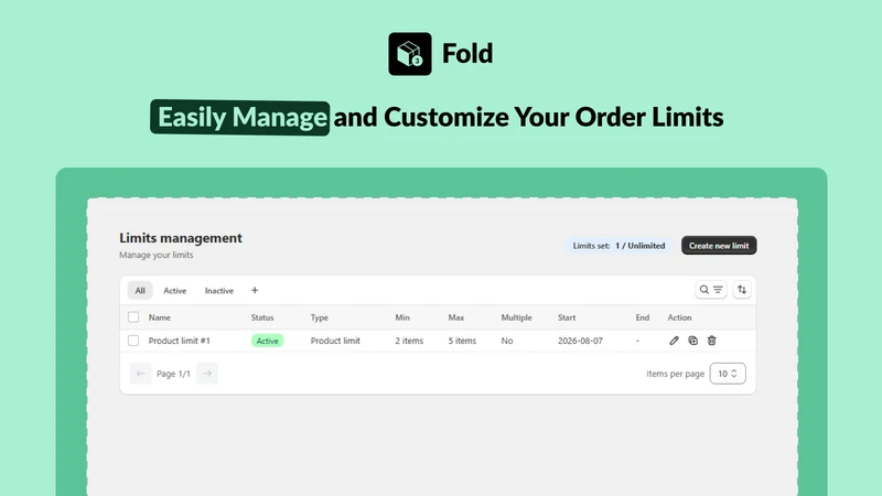 Fold ‑ Order Limits Quantity