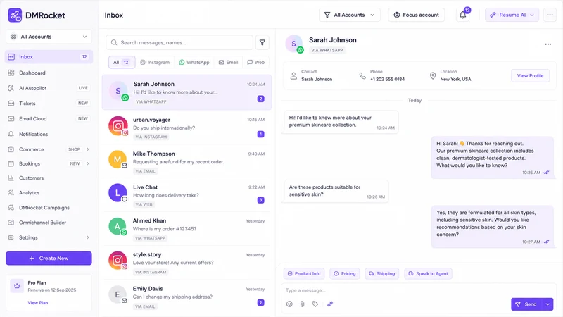 DMRocket: WhatsApp & Email