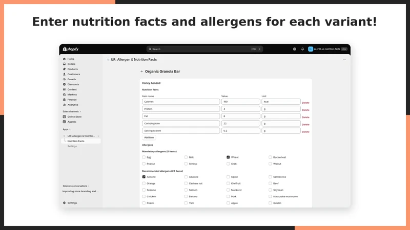 UR: Allergen & Nutrition Facts
