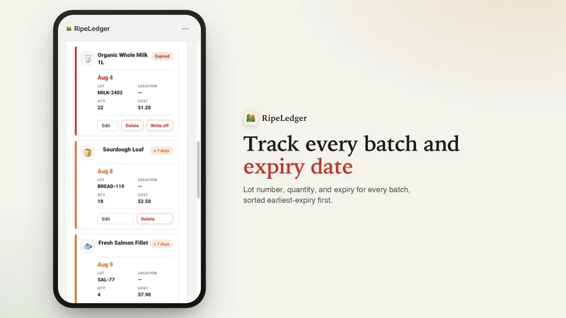 RipeLedger: Expiry & FEFO