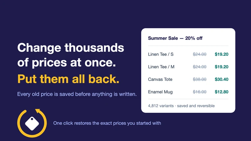 PriceSafe Bulk Price Editor