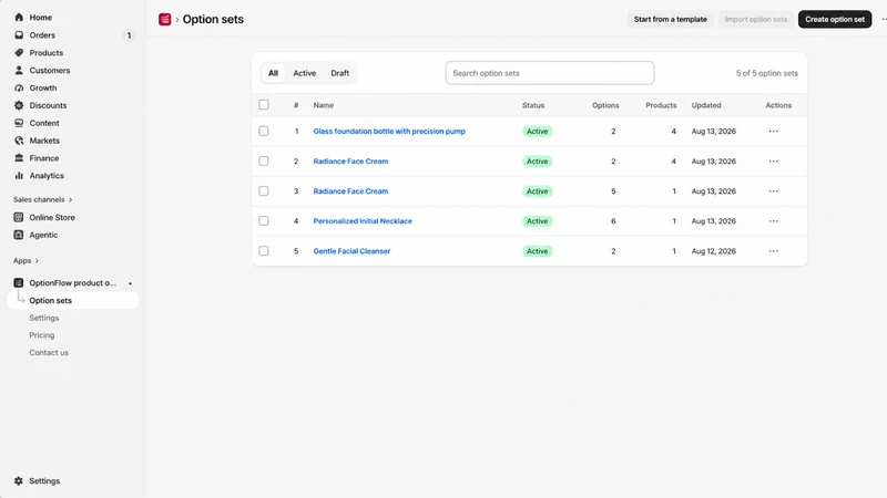 OptionFlow product options