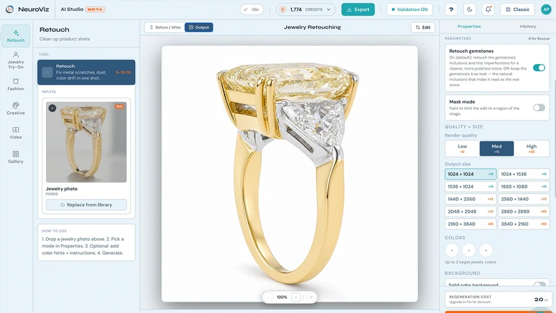 NeuroViz Jewelry AI Retouching