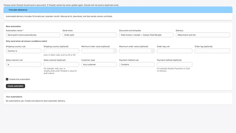Docket: PDF Invoices & Print