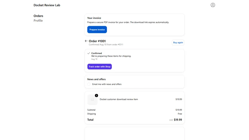 Docket: PDF Invoices & Print