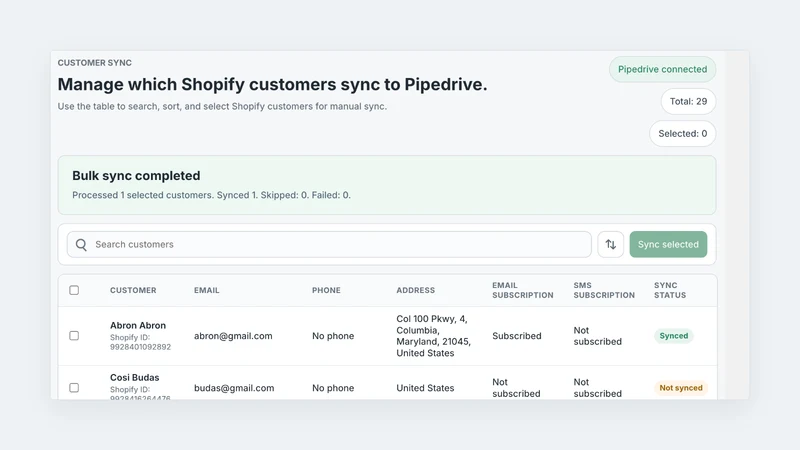 Pipedrive connector