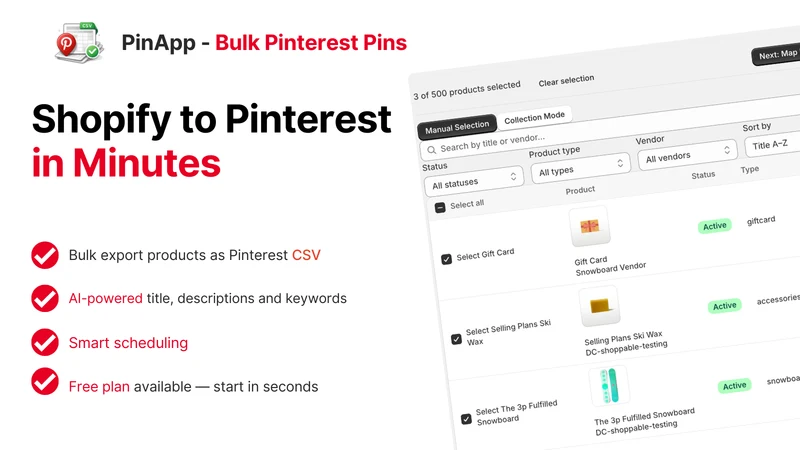 PinApp: Bulk Pinterest Pins
