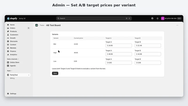 ParityTest: Price A/B Testing