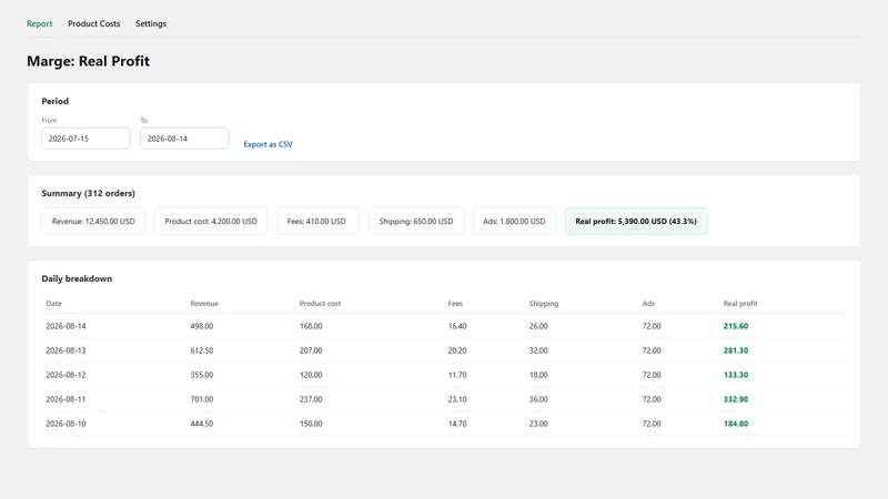 Marge: Real Profit Tracker