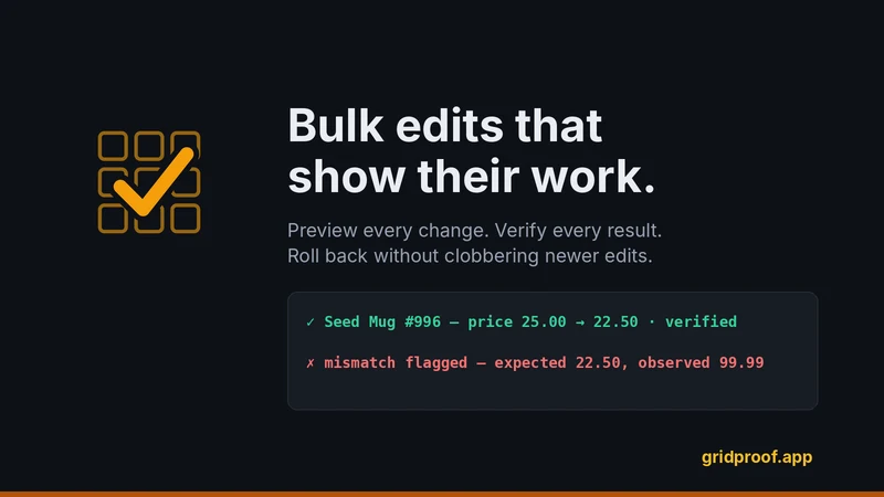 Gridproof — Bulk Editor + Undo