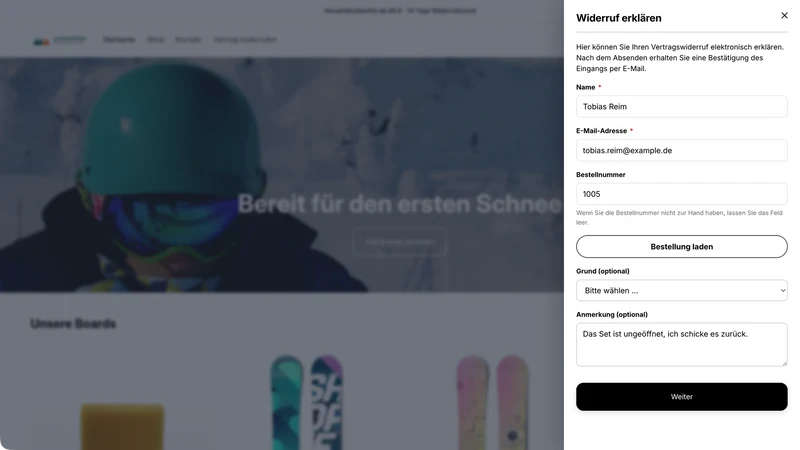 e‑Widerruf: withdrawal button