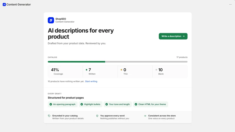 ShopSEO: AI Content Generator