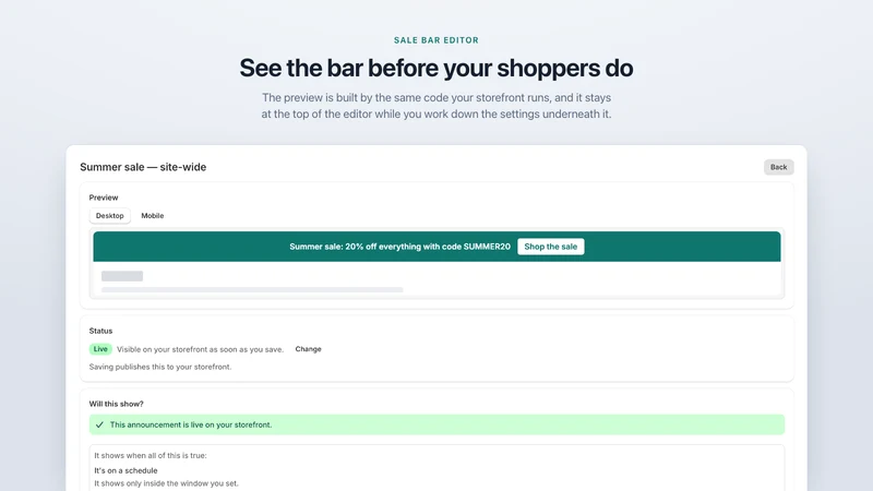Barlio: Announcement Bar