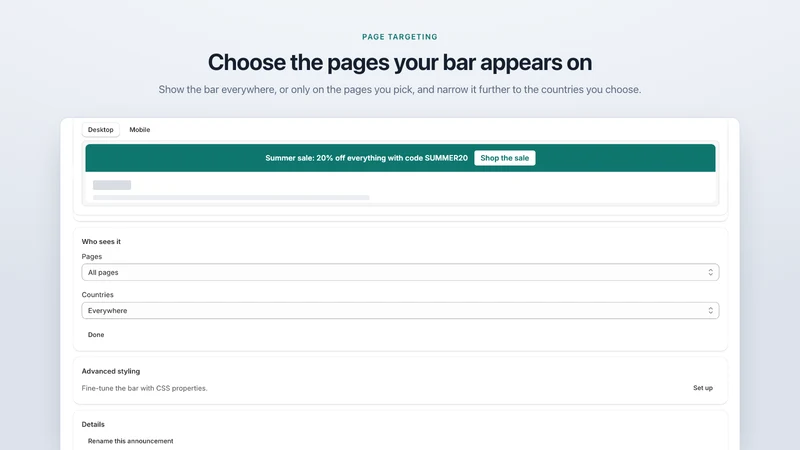 Barlio: Announcement Bar