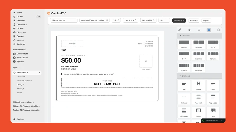 PDFVoucher: Product Vouchers