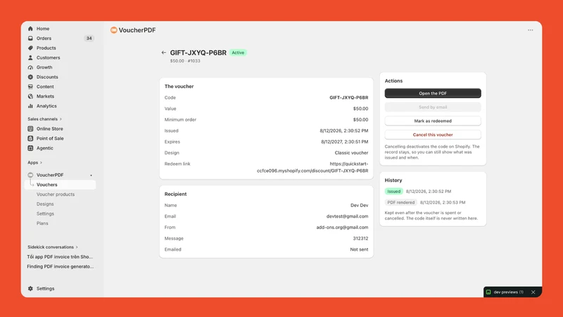 PDFVoucher: Product Vouchers