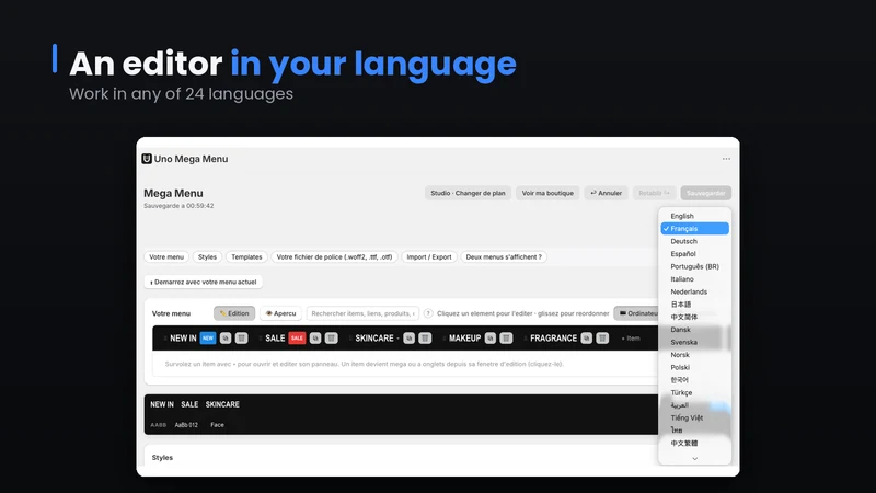 Uno Mega Menu, Nav Builder