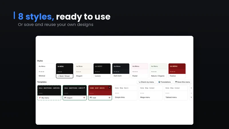 Uno Mega Menu, Nav Builder
