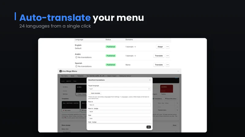 Uno Mega Menu, Nav Builder