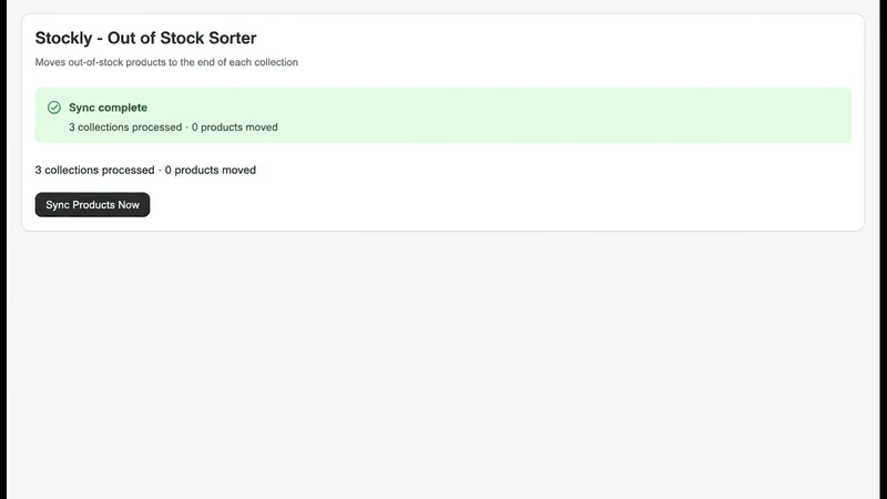 Stockly ‑ Out of Stock Sorter