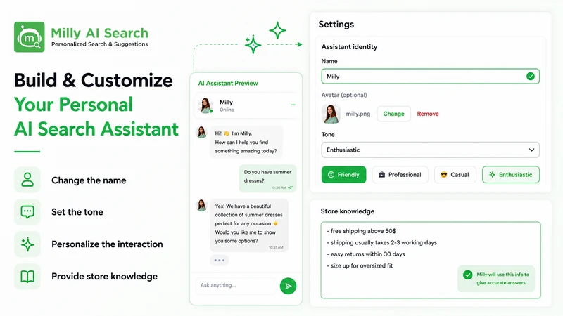 Milly: AI Search & Suggestions